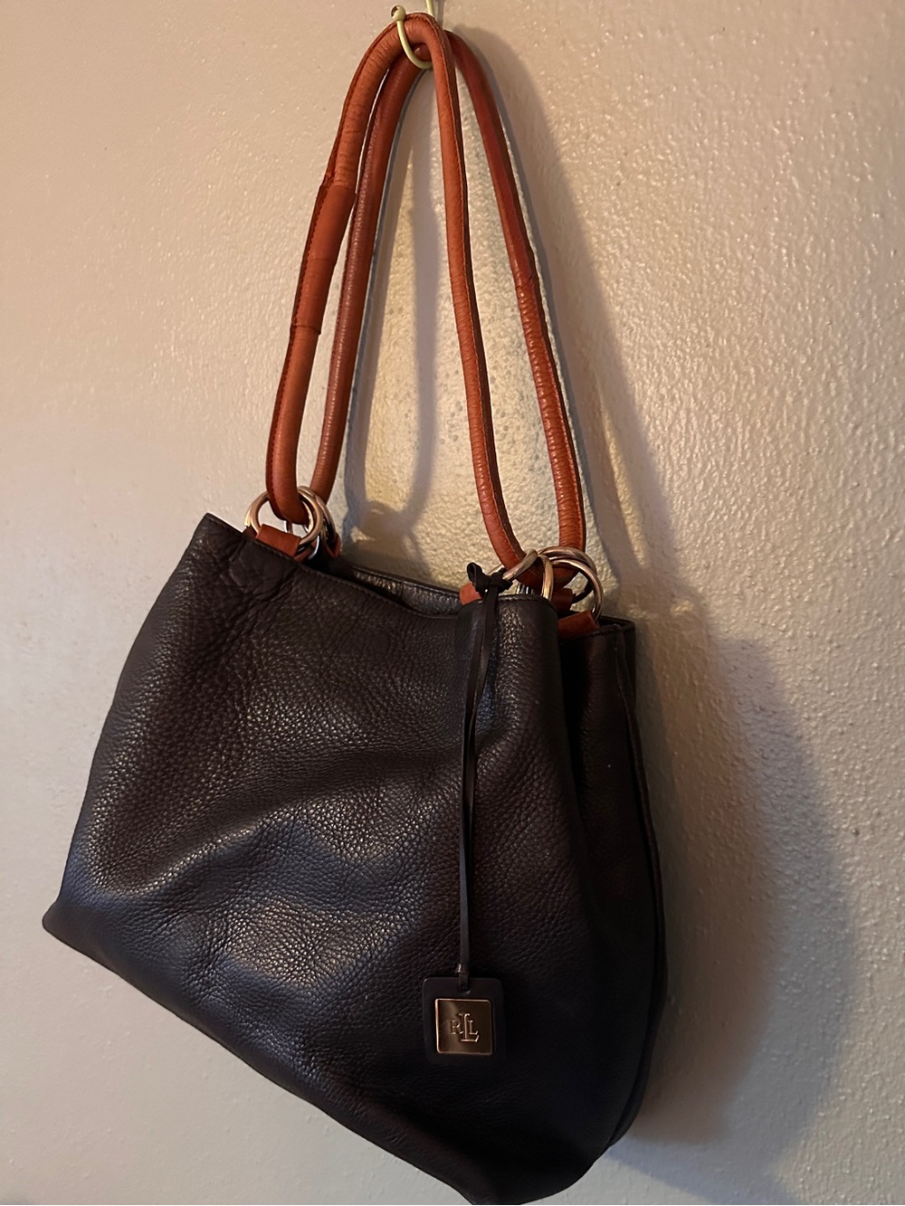 Lauren Ralph Lauren Brigitte Pebbled Leather Hobo Tote Bag | 1967 Series